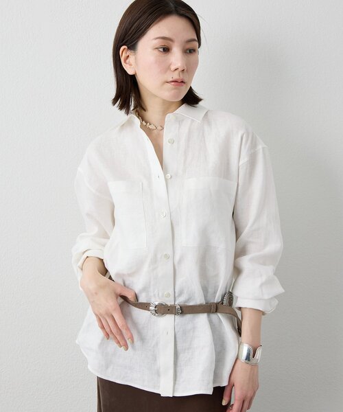 whim gazette リネンキャンバスシャツ　ウィムガゼット リネンキャンバスシャツ | Whim Gazette(ウィム ガゼット)レディース