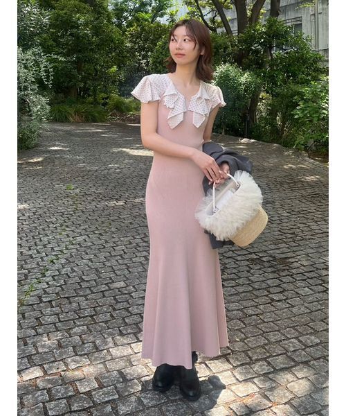 LILY BROWN（リリーブラウン） ワンピース 半袖 ラッフルフリルコンビ