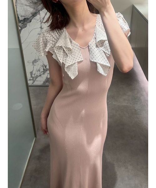 LILY BROWN（リリーブラウン） ワンピース 半袖 ラッフルフリルコンビ