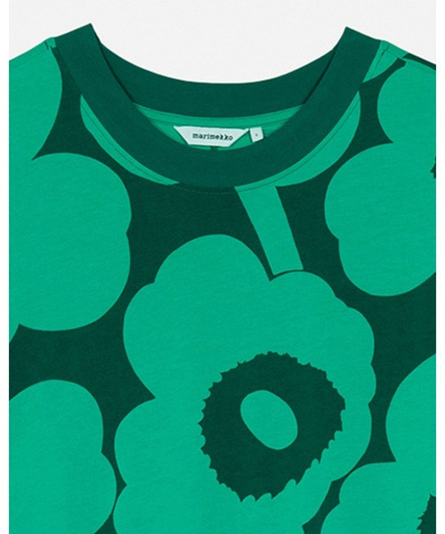 【marimekko】TIIAワンピース XSサイズ 152-158 緑×グレー 一部店舗・オンラインストア限定】Migos Leikkokukka ワンピース