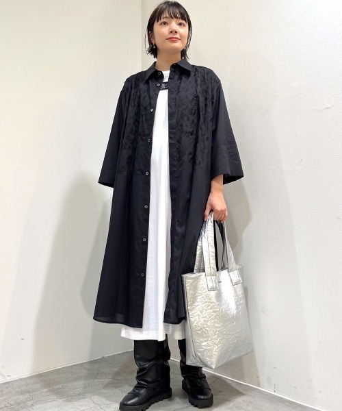 「ZUCCa」 7分袖ワンピース M size ブラック レディースの画像