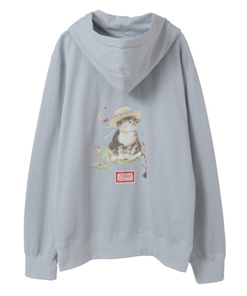 パーカー さくらんぼの丘のねこプリントパーカー メンズ レディースの画像