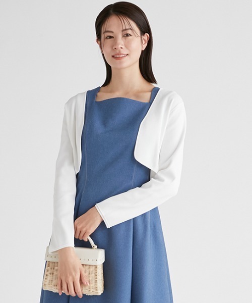 「CELFORD」 ニットボレロ ONE SIZE シルバー レディース_画像3