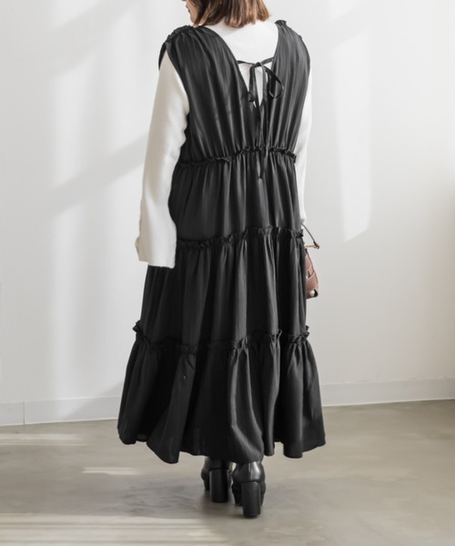「CLETTE」 ノースリーブワンピース 3L ブラウン レディース_画像5