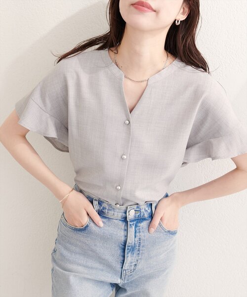 「natural couture」 半袖ブラウス FREE グリーン レディース_画像8