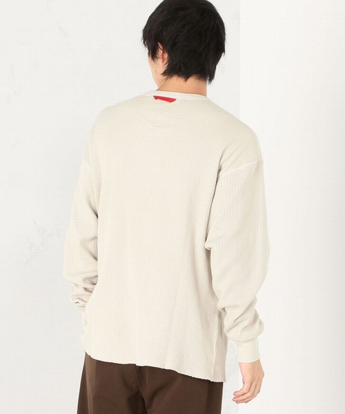 EDWIN エドウィン　ロングTシャツ　L 白　ワッフル　サーマル EDWIN tシャツ エドウィン ビックシルエット ワッフル クルー
