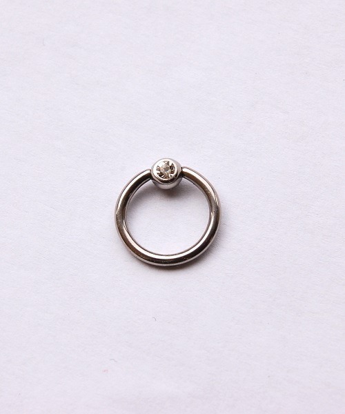 ピアス 「Kare」「片耳用」 316L サージカルステンレス ユニセックス Jeweled Ball Closure Ring ピアス レディースの画像