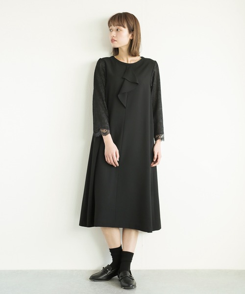 ワンピース 「洗濯機で洗える」喪服 WEB限定/お袖スカラップレース