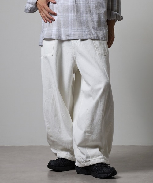 RE730 パンツ Balloon wide baker pants / 裾ドローコード