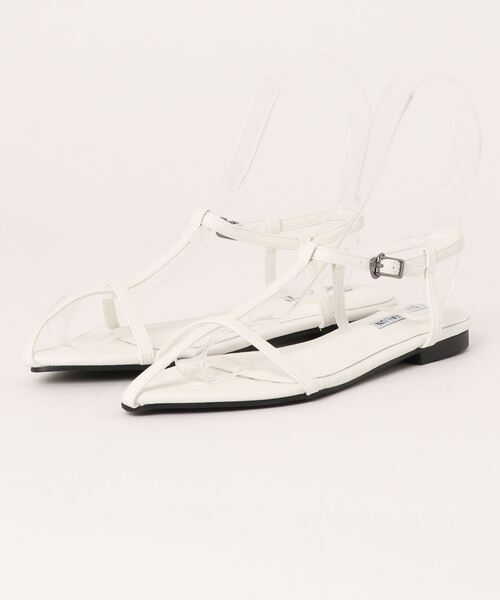 JIL SANDER Tストラップ キトゥンヒールサンダル ホワイト 38 ジルサンダー JIL SANDER Tストラップ キトゥンヒールサンダル
