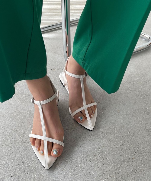 JIL SANDER Tストラップ キトゥンヒールサンダル ホワイト 38 JIL SANDER Tストラップ キトゥンヒールサンダル ホワイト 38