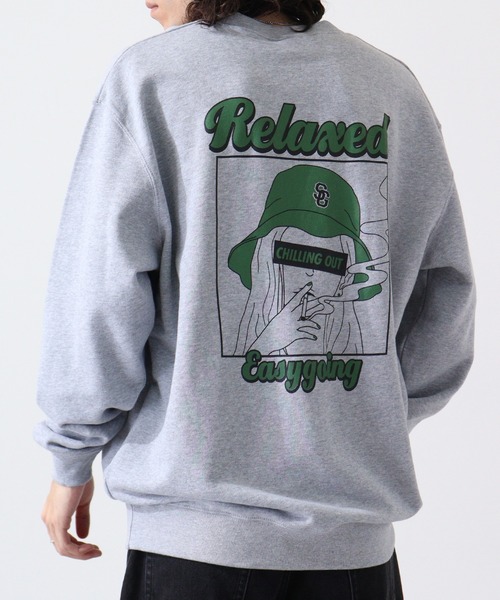 トレーナー スウェット MODISH GAZE スモーキングガールRelaxed裏毛スウェット メンズ レディース