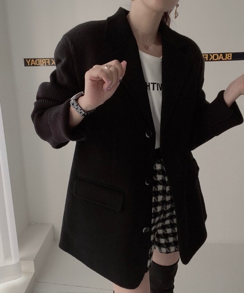 美品★ ニットドッキングテーラードジャケット N.s ジャケット テーラードジャケット 袖ニットドッキングチェック