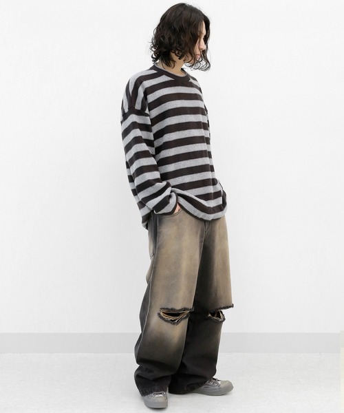 minsobi（ミンソビ） セーター ニット 起毛ボーダーニット モヘア