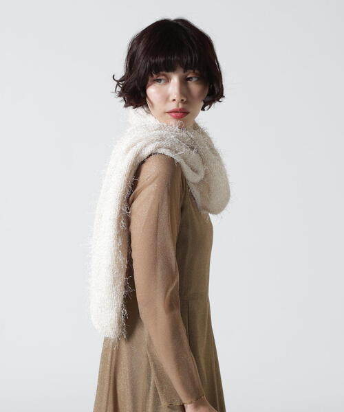 Kaene - kaene ファーレースショール オフホワイト/新品未使用 kaene（カエン） ストール マフラー ファーレースショール/00308