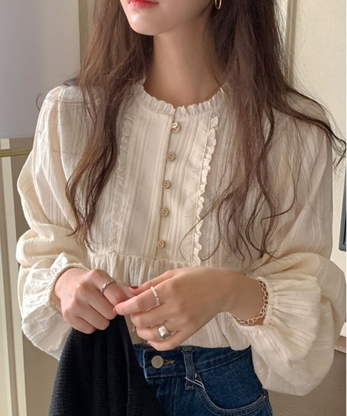 MAISON DE THERESE ブラウス シャツ コットン レトロ クルー
