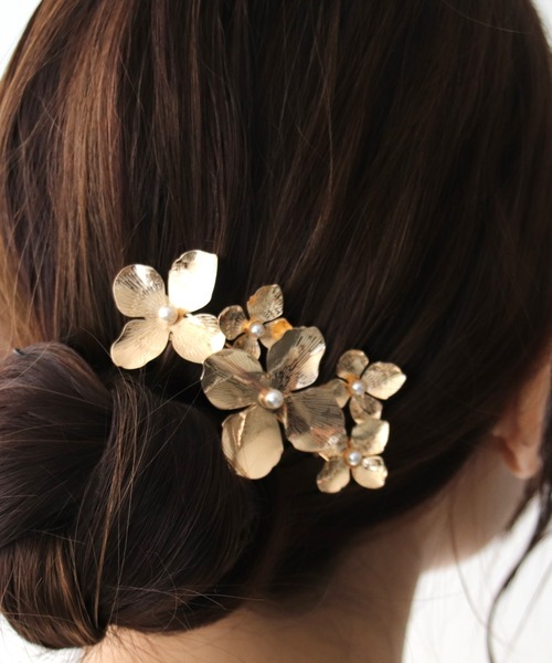 Three Four Time（スリーフォータイム） ヘアクリップ メタルフラワー