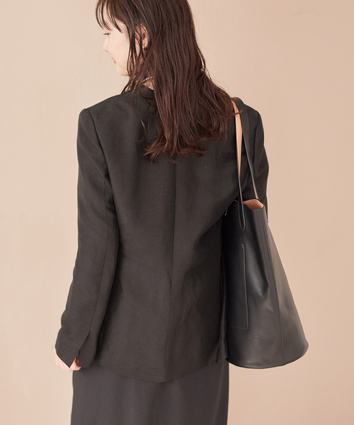 Plage Shantung V Neck ジャケット セール】Shantung V Neck ジャケット（ノーカラージャケット