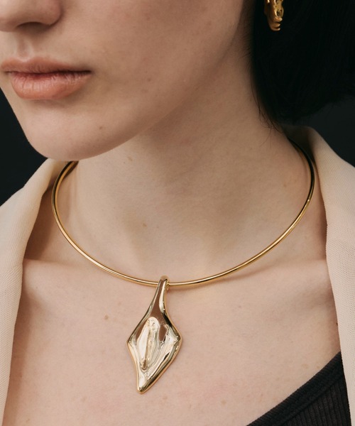 アレルギー対応 チョーカー 「金属アレルギー対応」Leaf Plate Choker