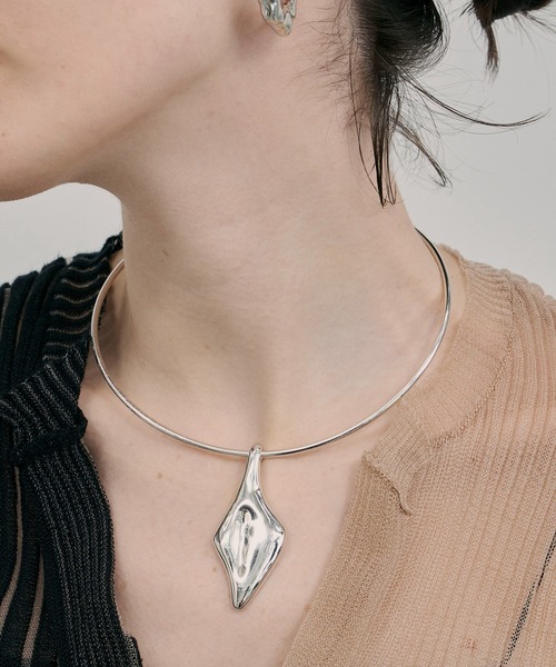 アレルギー対応 チョーカー 「金属アレルギー対応」Leaf Plate Choker
