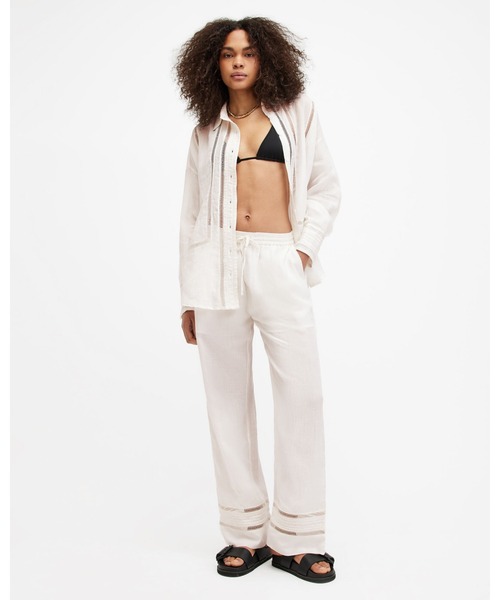 ALLSAINTS♡リネン ブレンド ワイド レッグ トラウザー ALLSAINTS パンツ JADE LINEN WIDE LEG TROUSER | リネン ワイド