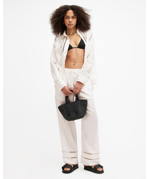 ALLSAINTS♡リネン ブレンド ワイド レッグ トラウザー ALLSAINTS パンツ JADE LINEN WIDE LEG TROUSER | リネン ワイド
