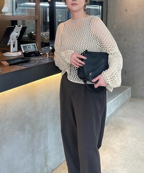 トップス MANOF Knit Tops MANOF（マノフ） ニット セーター MESH WIDE KNIT TOPS レディース