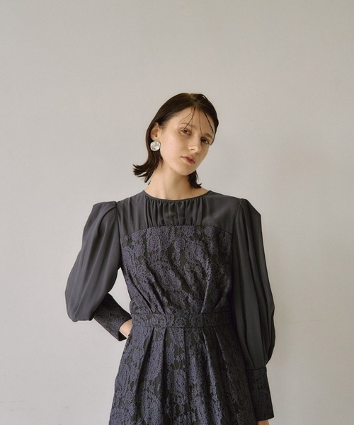 LE'RURE 黒 シフォン ロングドレス Mサイズ 結婚式フォーマル