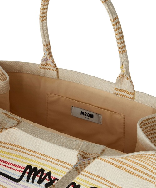 MSGM トートバッグ 「NEW」ジャカードロゴ マルチストライプ
