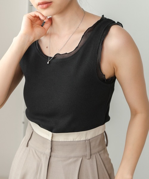 babylclub タンクトップ BAB（バブ） タンクトップ ノースリーブ シアーラインタンクトップ