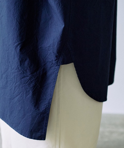 yuni シャツワンピース コットンキャッチワッシャー バンドカラー