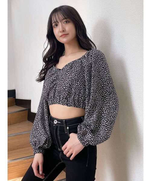 GYDA（ジェイダ） ブラウス シャツ レオパードオフショルコルセット