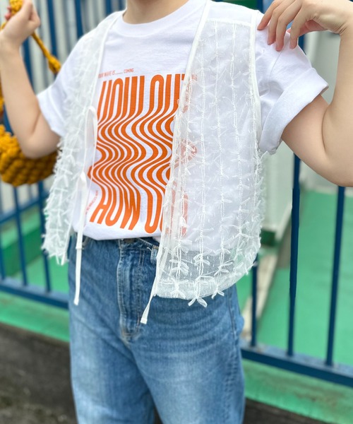mi via loca ベスト ジレ シアー リボンチュールレース