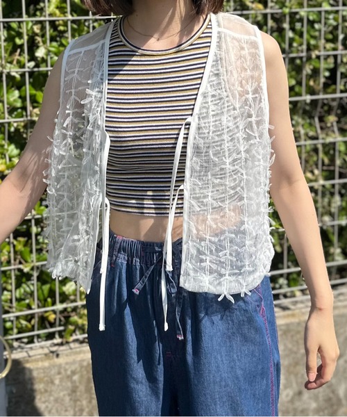 ベスト ジレ リボンチュールベスト レディース Bou Jeloud ベスト ジレ リボンチュールベスト レディース