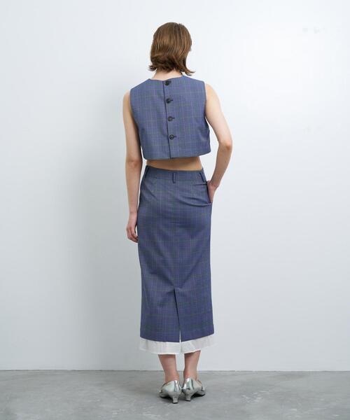 LANVIN en Bleu スカート 尾州クラシックチェックタイトスカート