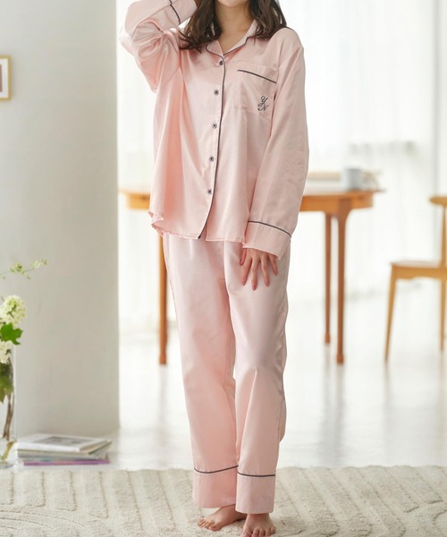 パジャマ ルームウェア 「肌側微起毛でひんやりしにくい♪」サテン