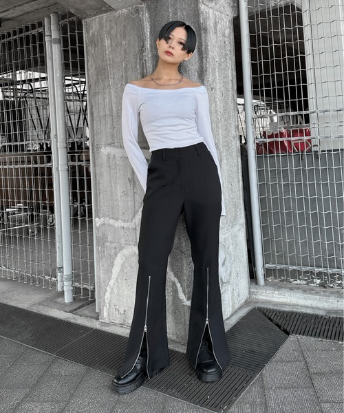 LVEU.（ラブユ） スラックス パンツ 「LVEU.」センタージップフレア