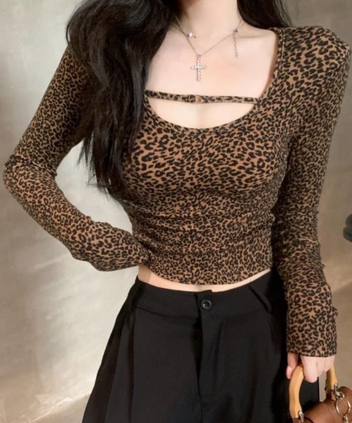 lilful tシャツ フロントデザイン レオパード コンパクト