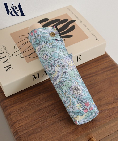 V&A  折りたたみ傘 V&A モリス いちご泥棒 ジャカード生地晴雨兼用傘 折りたたみ傘