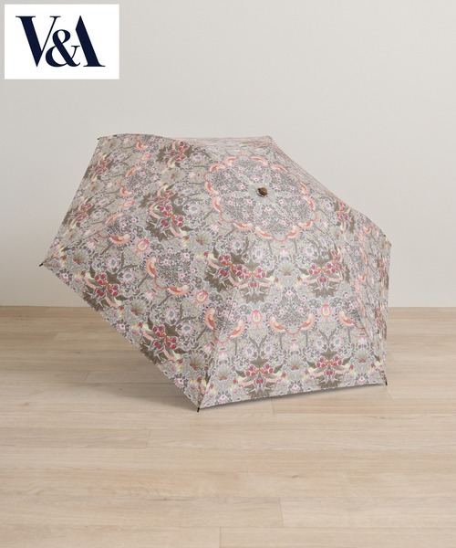 V&A ウィリアム・モリス ストロベリーチーフ（苺泥棒）ジャガード高級折り畳み傘 V&A モリス いちご泥棒 ジャカード生地晴雨兼用傘 折りたたみ傘