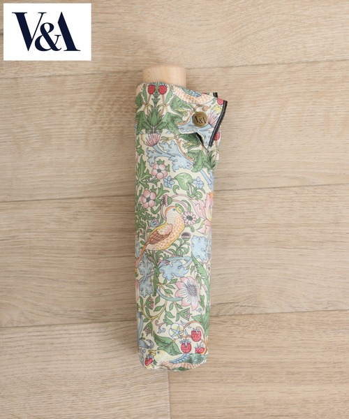 V&A  折りたたみ傘 FUNALIVE 折りたたみ傘 V＆A晴雨兼用一級遮光いちご泥棒柄ミニ折