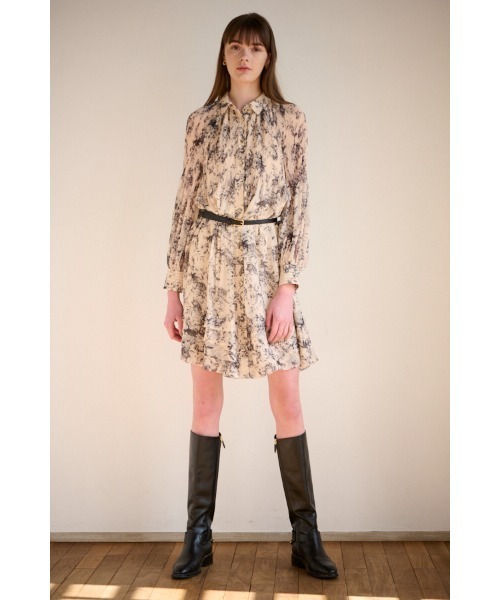 Estella.K ワンピース Merida Floral Belted Dress プリーツミニマム
