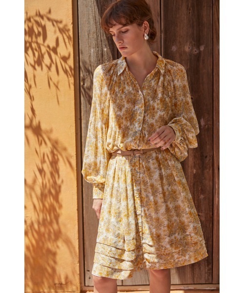 Estella.K ワンピース Merida Floral Belted Dress プリーツミニマム