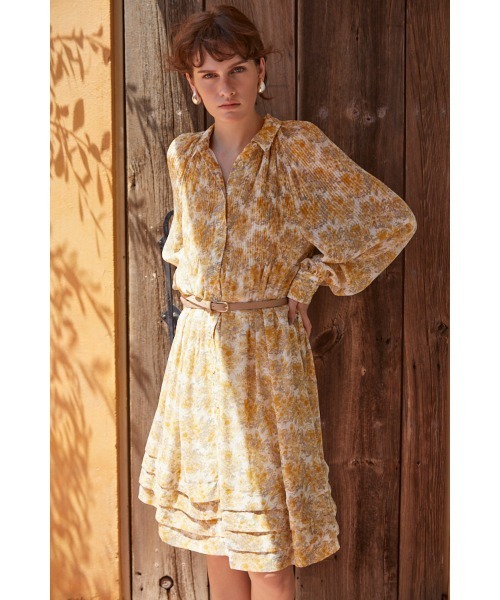Estella.K ワンピース Merida Floral Belted Dress プリーツミニマム