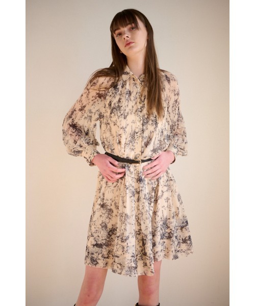 Estella.K ワンピース Merida Floral Belted Dress プリーツミニマム