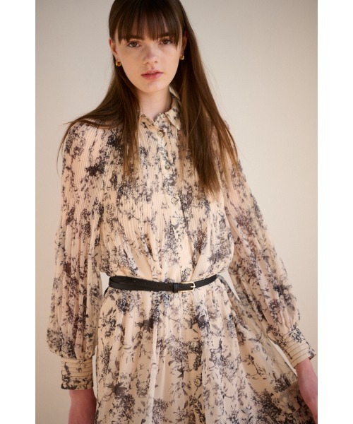 Estella.K ワンピース Merida Floral Belted Dress プリーツミニマム
