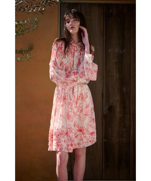 Estella.K ワンピース Merida Floral Belted Dress プリーツミニマム