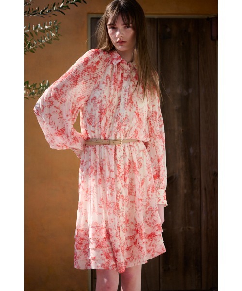 Estella.K ワンピース Merida Floral Belted Dress プリーツミニマム