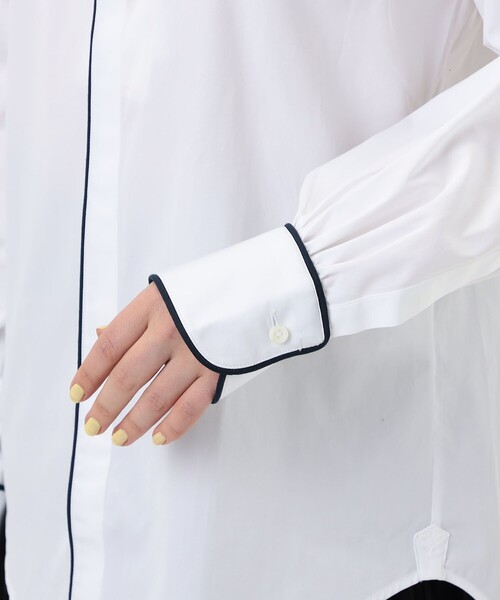 ブラウス シャツ BOURRIENNE EQUIPAGE コットン ハイカラ―シャツ レディースの画像