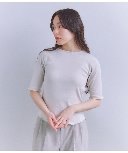 tシャツ 「LOTAS」Round Body Fraise ５分袖ボートネックプルオーバー レディース